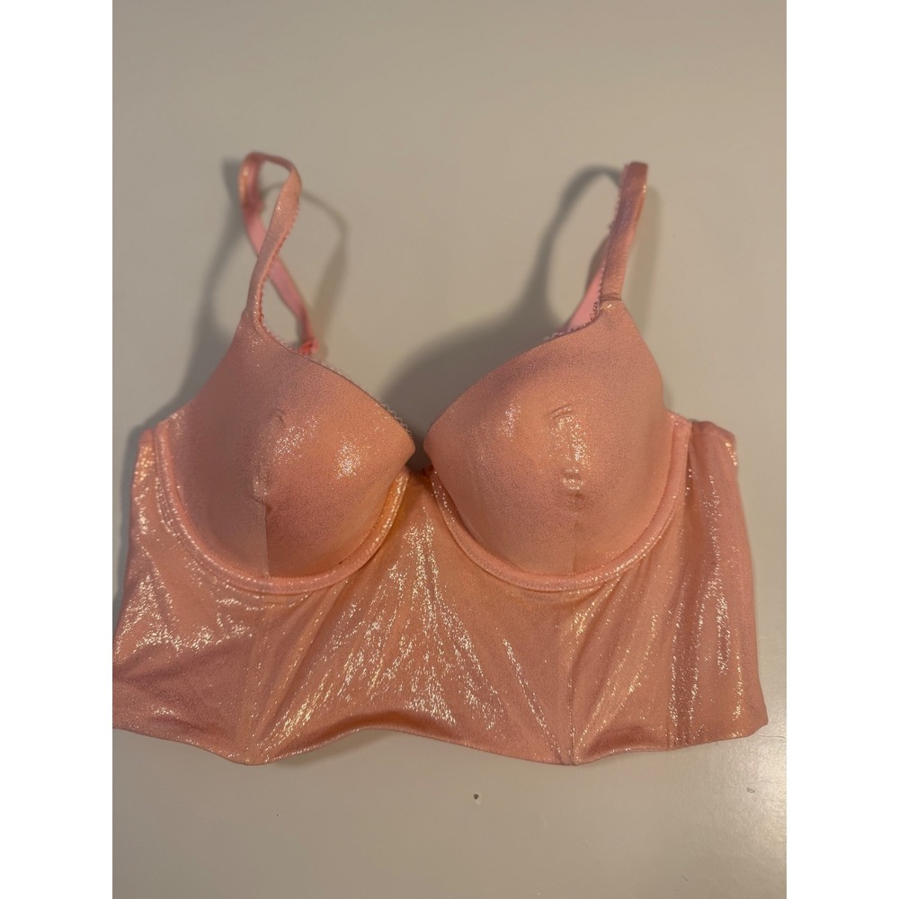 Victoria's Secret Body By Victoria Pink Shimmer Demi Lined Bra Top 34C Longline